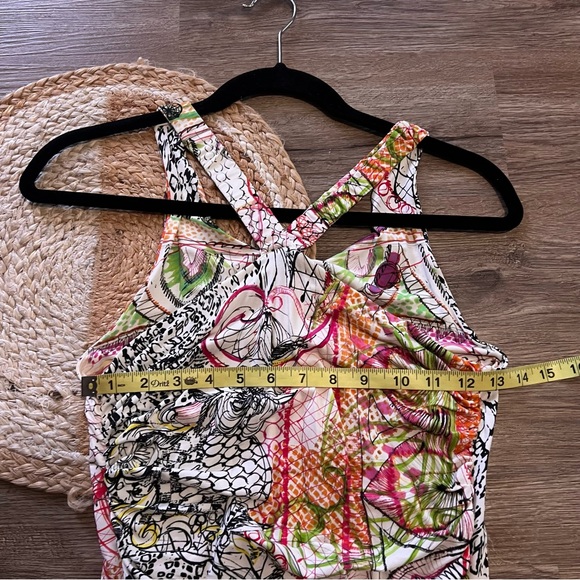 SAVE THE QUEEN Made in Italy Halter Abstract Print Multi-color Dress - Picture 3 of 10